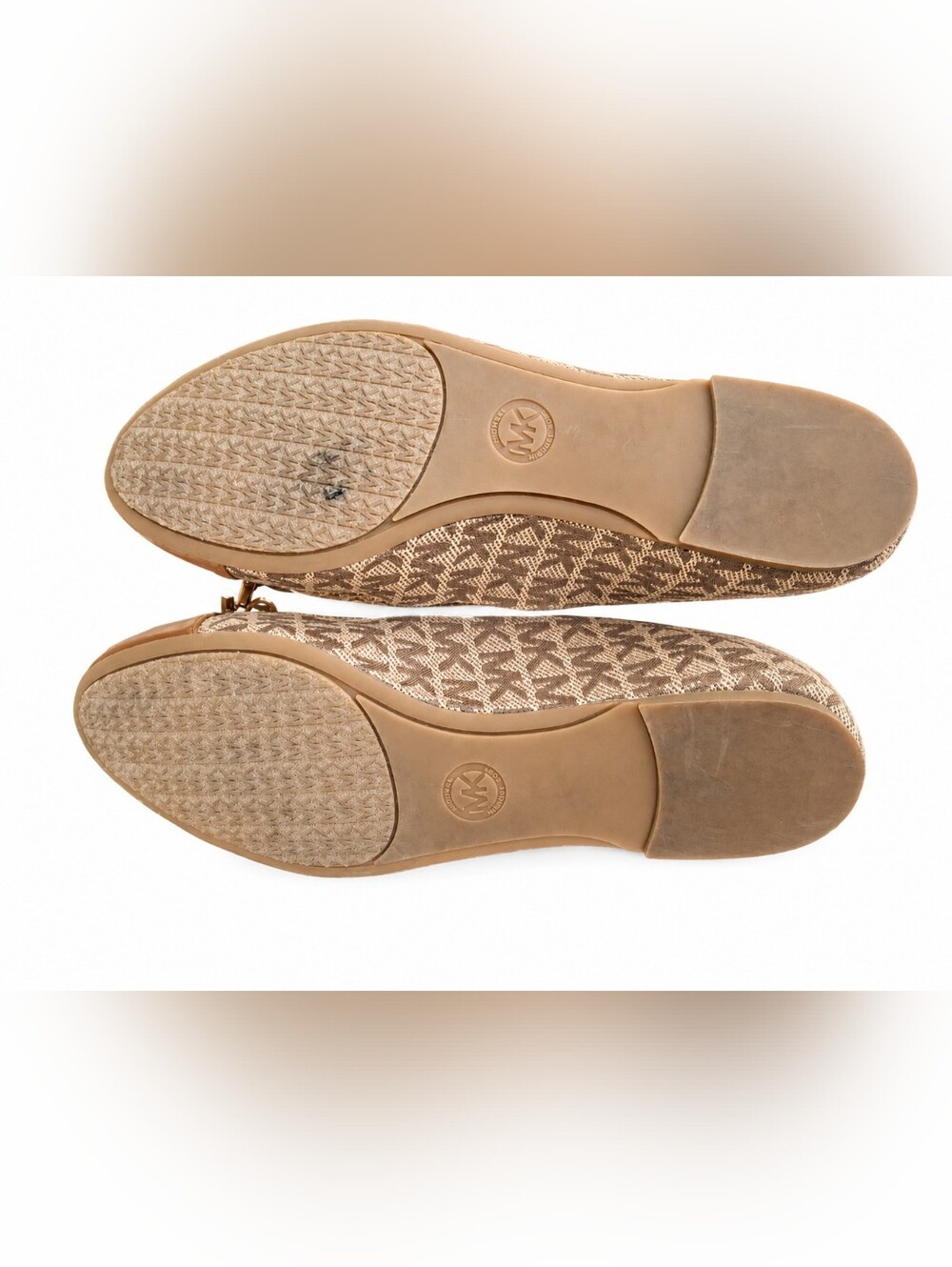 Michael Kors Tan Brown Logo Quilted Ballet Flats with Bow Sz.8 - Picture 5 of 10